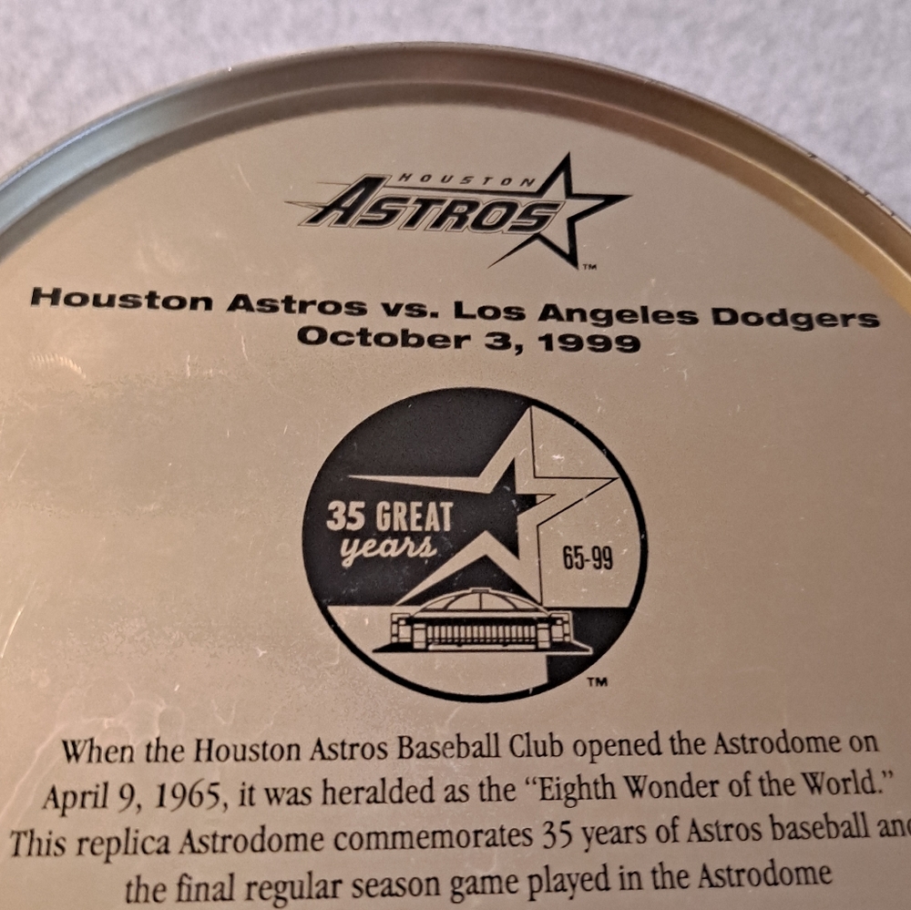 1999 Final Game Replica Astrodome Commemorative Tin Houston Astros 10/3/… - Picture 4 of 14